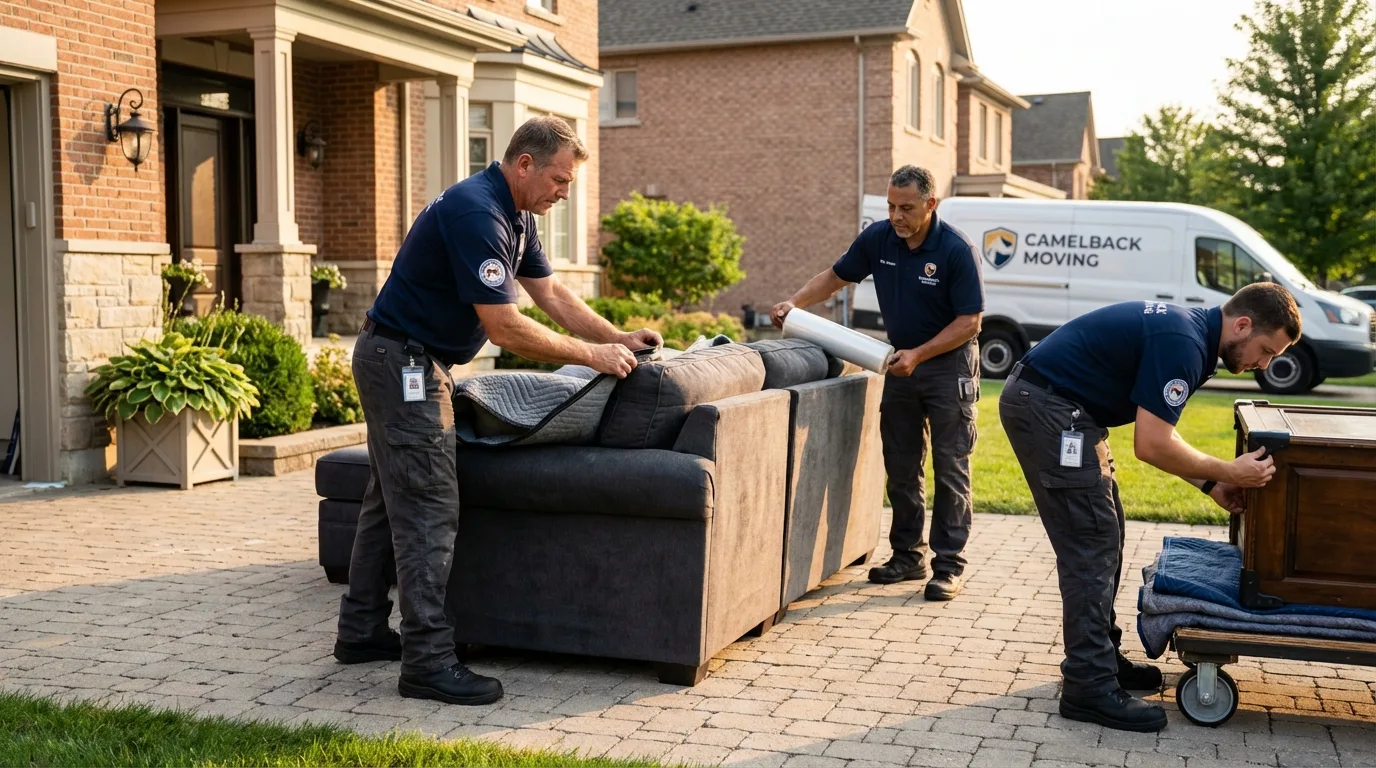Large estate moving crew wrapping furniture in Arcadia, LA